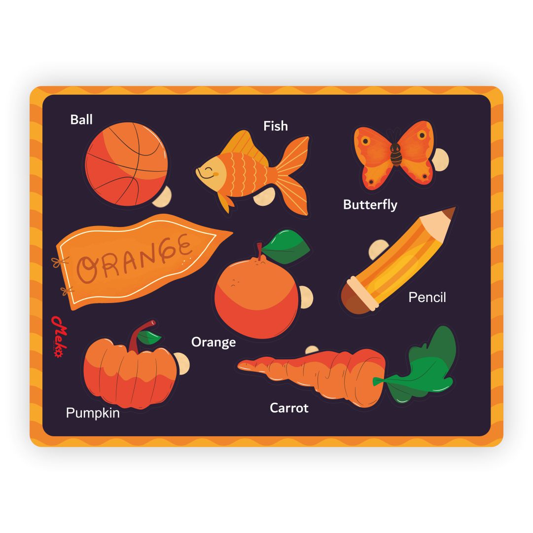 MEKO Orange Color Wooden Knob Puzzle Board - Image 2