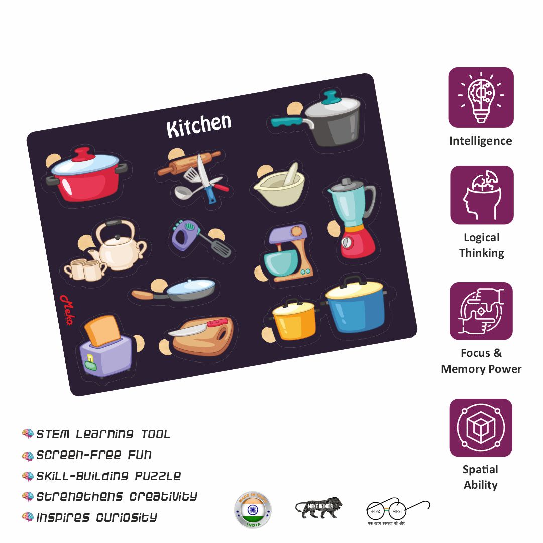 MEKO Kitchen Wooden Knob Puzzle Board