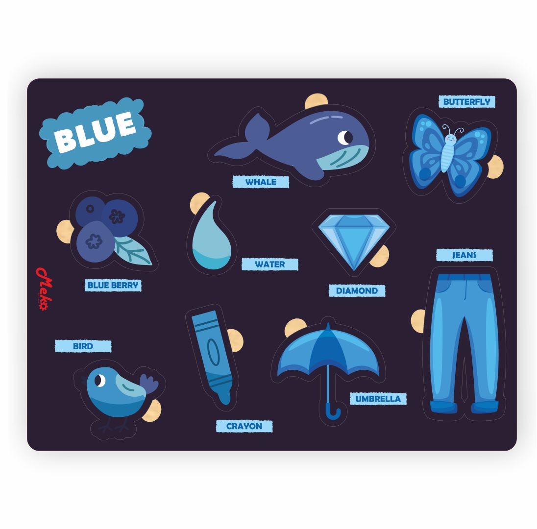 MEKO Blue Color Wooden Knob Puzzle Board - Image 2
