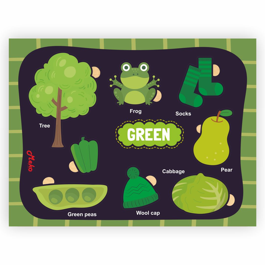 MEKO Green Color Wooden Knob Puzzle Board - Image 2