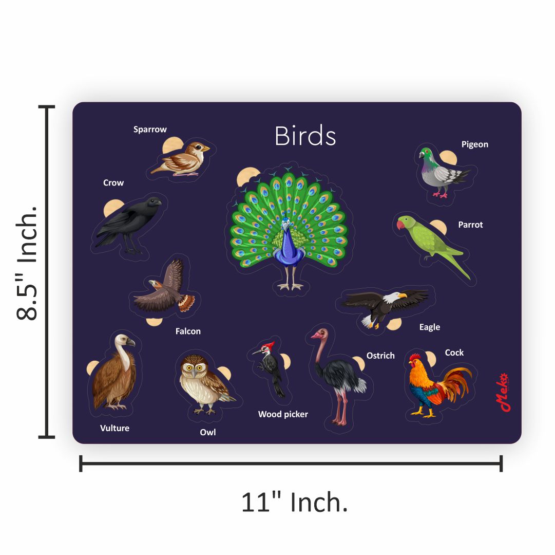 MEKO Birds Wooden Knob Puzzle Board - Image 3