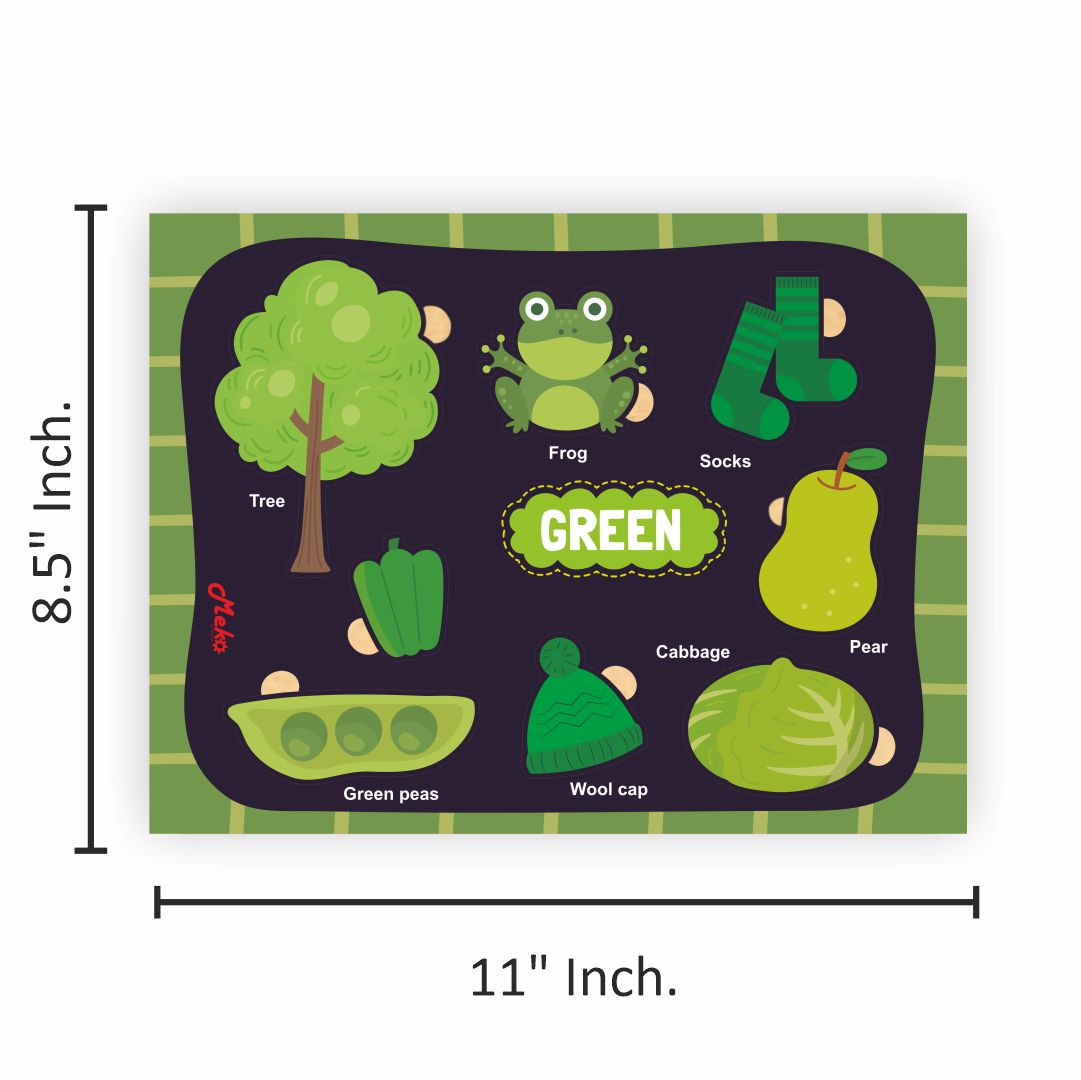MEKO Green Color Wooden Knob Puzzle Board - Image 3