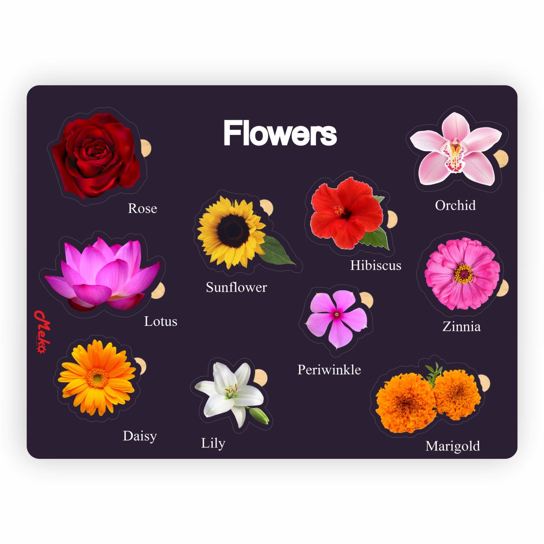 MEKO Flowers Wooden Knob Puzzle Board - Image 2