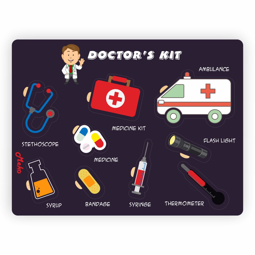 MEKO Doctor's Kit Wooden Knob Puzzle Board - Image 2