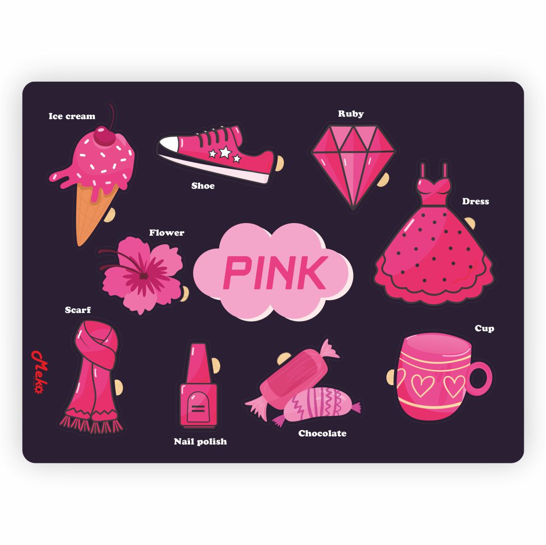 MEKO Pink Color Wooden Knob Puzzle Board - Image 2