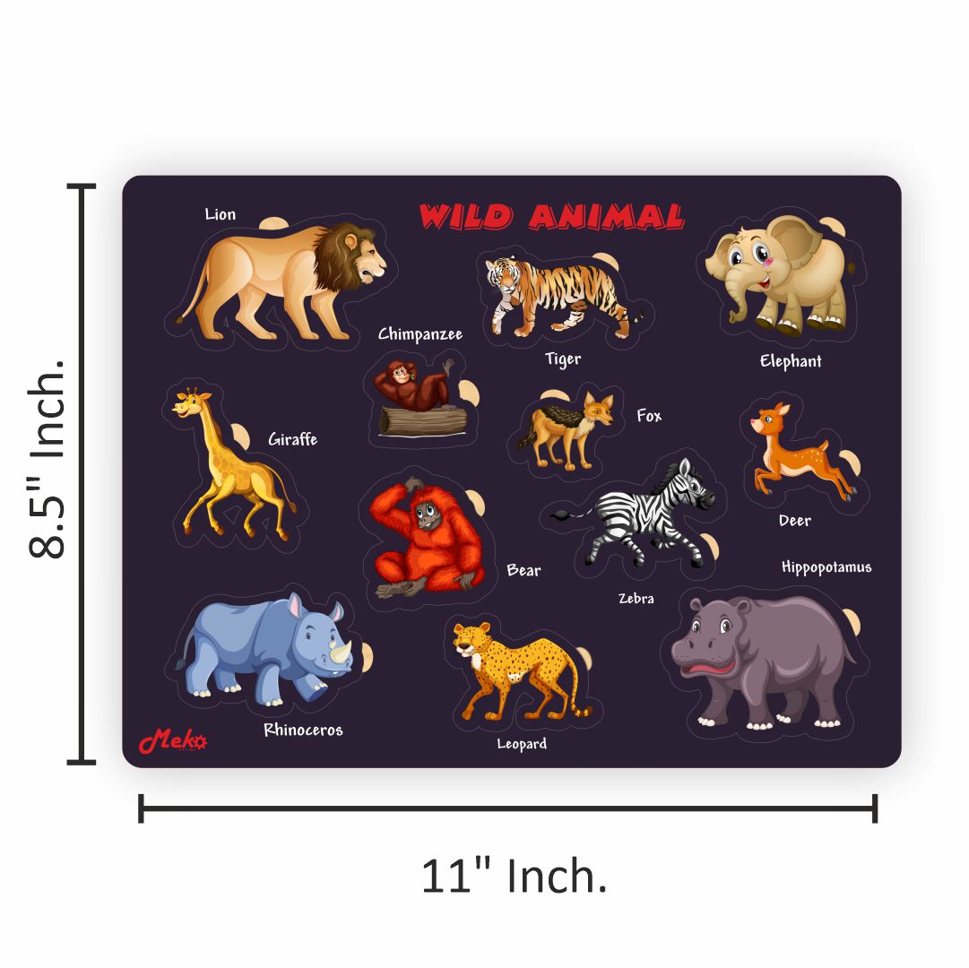 MEKO Wild Animal Wooden Knob Puzzle Board - Image 3