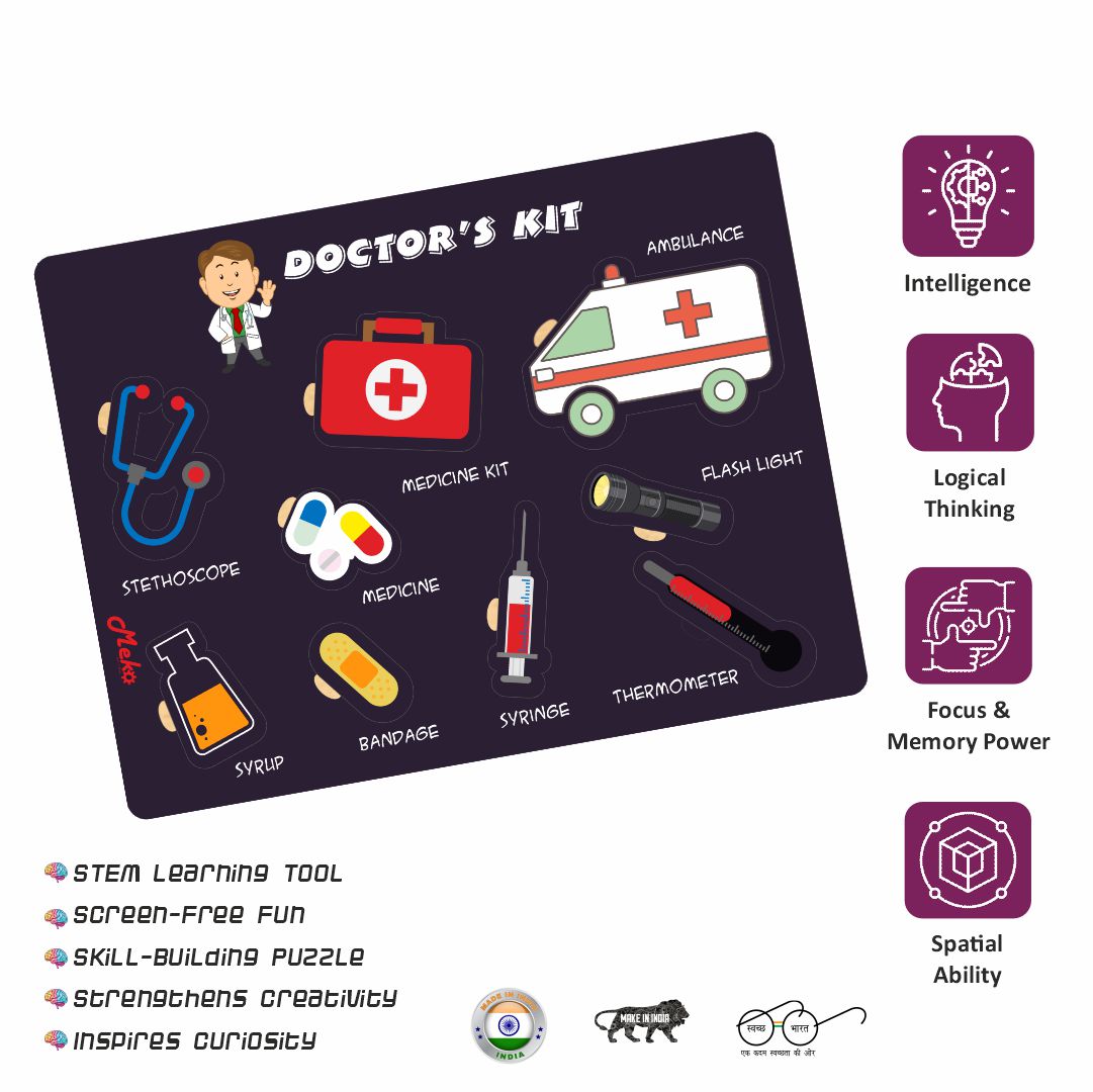 MEKO Doctor's Kit Wooden Knob Puzzle Board